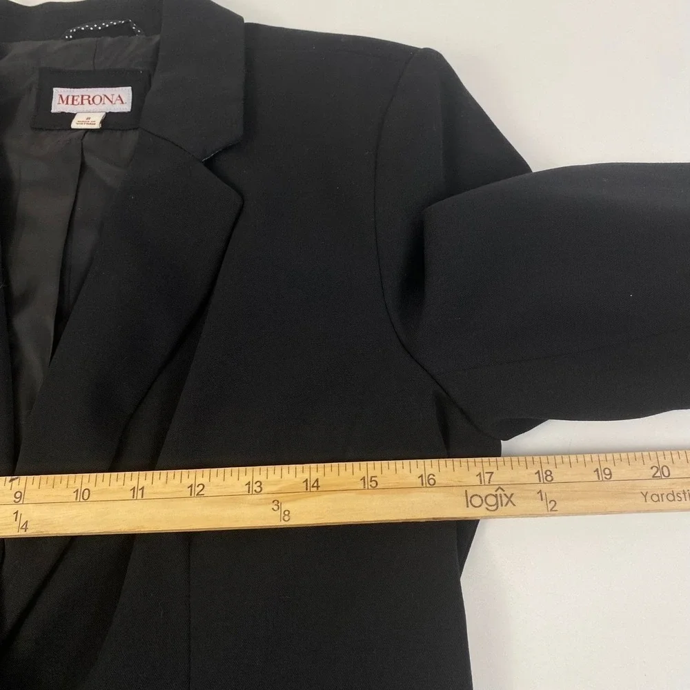 Merona Blazer‎ Women 8 Black One Button Professional Suit Jacket RN17730